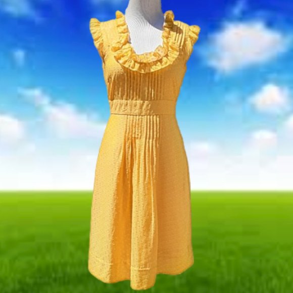 Anthropologie Dresses & Skirts - Anthro Moulinette Soeurs Yellow Swiss Dot Dress 4